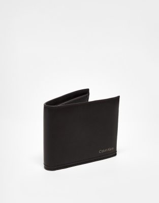 Calvin Klein logo duo stitch wallet in brown