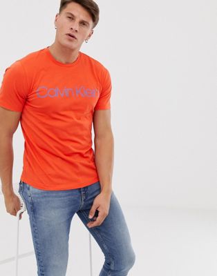 Calvin Klein logo front t-shirt in orange | ASOS