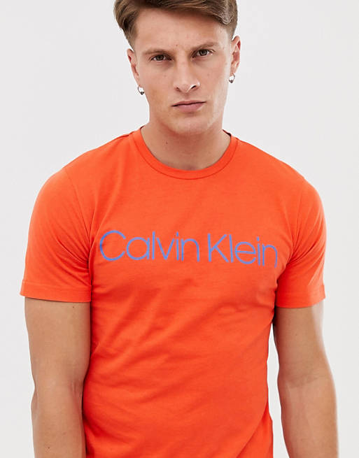 Calvin Klein logo front t-shirt in orange | ASOS