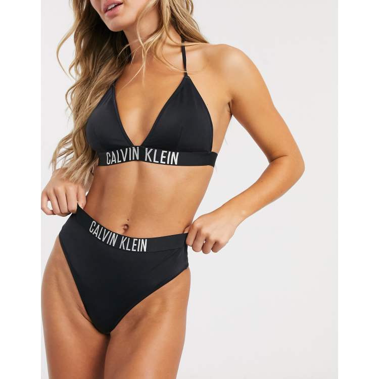 Calvin Klein Womens High Waist Swim Bikini Core Diagonal Logo