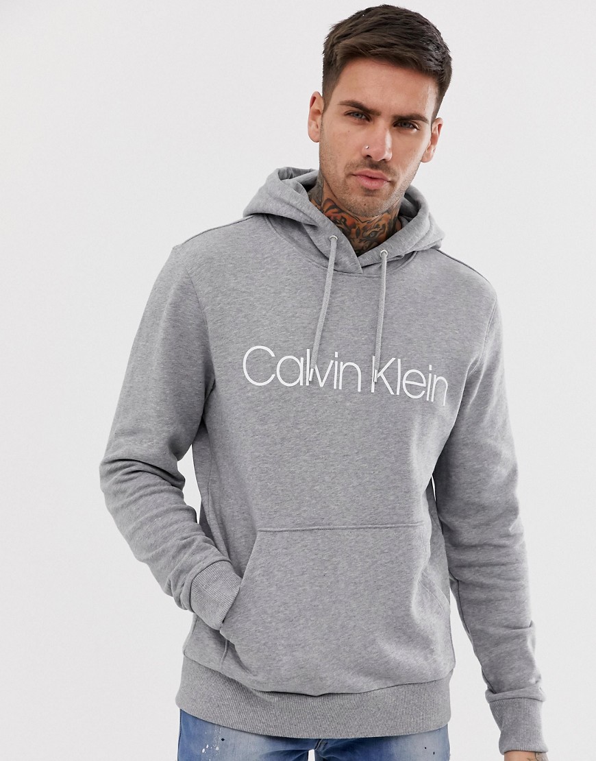 Calvin Klein logo hoodie light gray-Grey