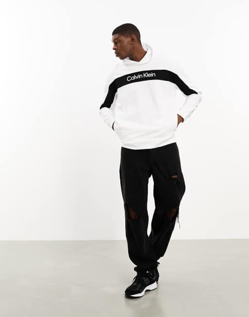 Calvin Klein text reverse chest logo T-shirt in black, ASOS