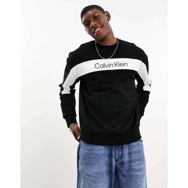 Calvin Klein logo insert blocking sweatshirt in black