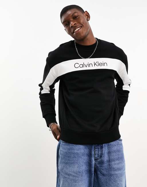 Calvin Klein logo insert blocking sweatshirt in black