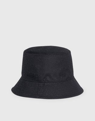 Calvin Klein Logo Jacquard Bucket Hat in Jacquard Mono Black