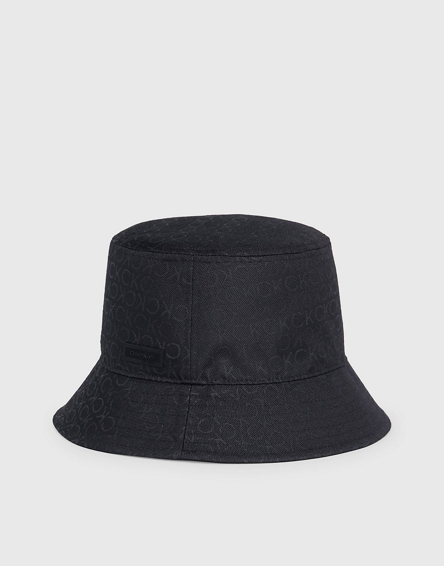 Calvin Klein Logo Jacquard Bucket Hat in Jacquard Mono Black