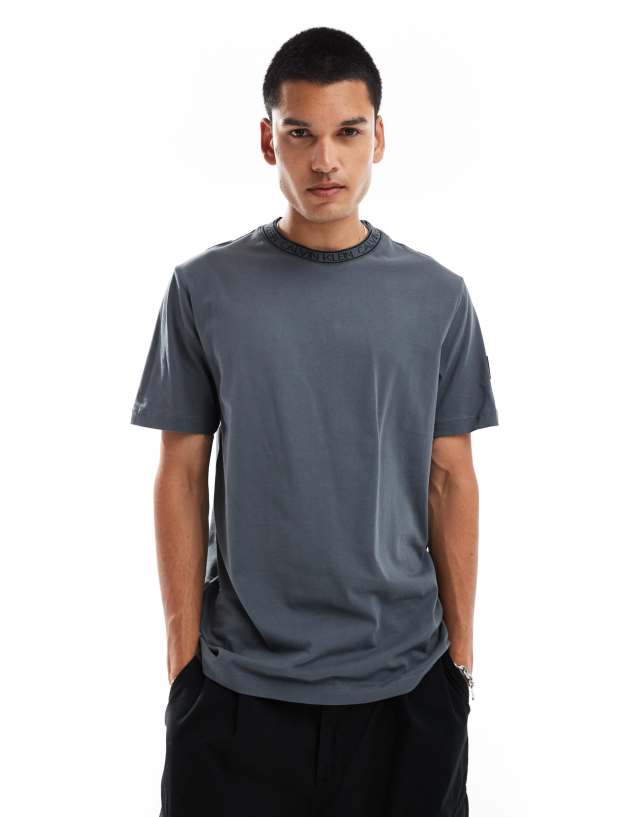 Calvin Klein - logo neckline t-shirt in grey - asos exclusive