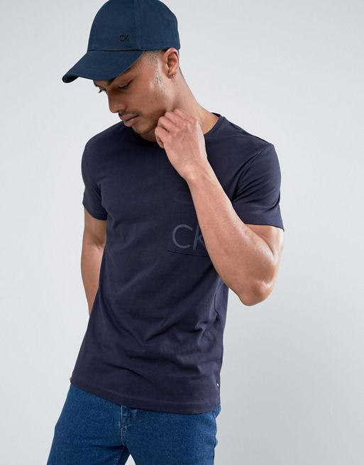 Calvin Klein Jeans cropped t shirt with pocket logo, ASOS