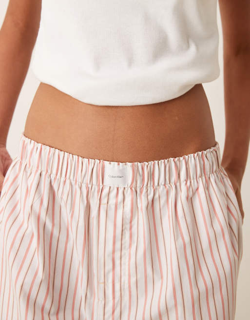 Calvin Klein logo poplin pant in peach stripe, 2 of 4