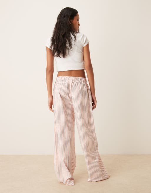Calvin Klein logo poplin pant in peach stripe, 3 of 4