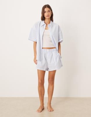 Calvin Klein Logo Poplin Shorts In Blue
