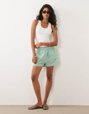 Calvin Klein Logo Poplin Track Shorts In Green