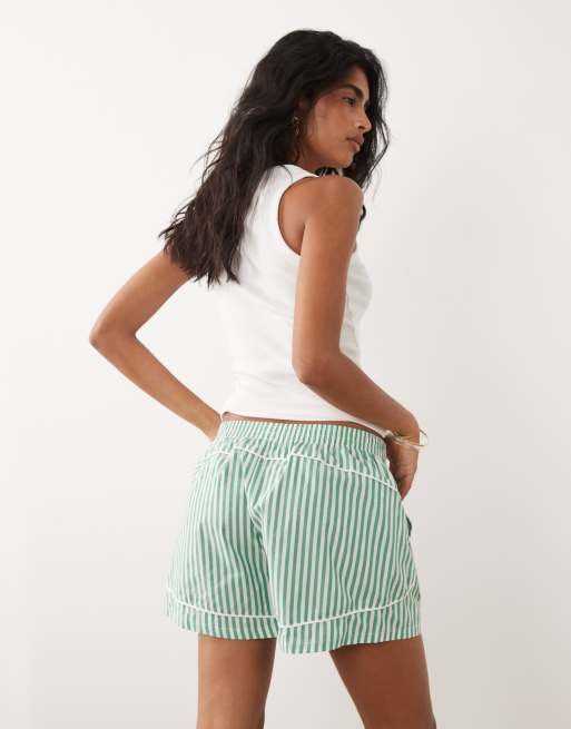 Calvin Klein logo poplin track shorts in green stripe, 5 of 5