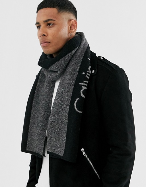 Calvin Klein logo scarf in black