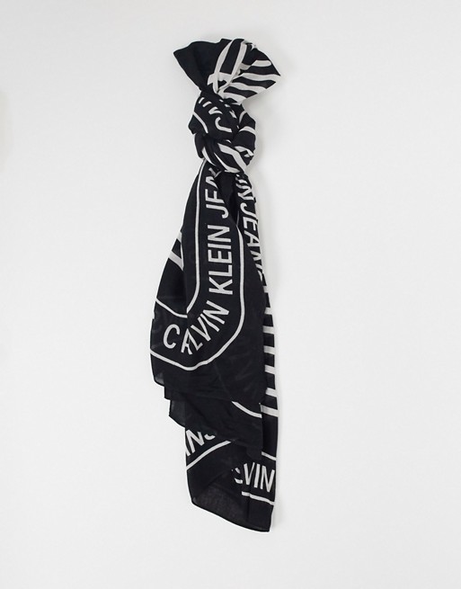 Calvin Klein logo scarf in black