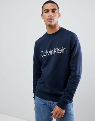 Calvin Klein logo sweatshirt in navy | ASOS
