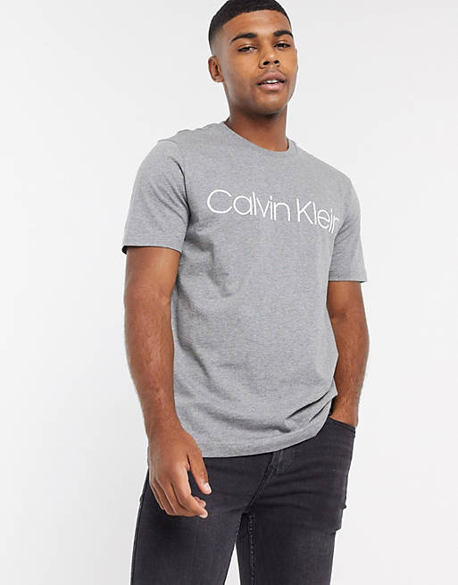 Calvin Klein logo t-shirt in grey | ASOS