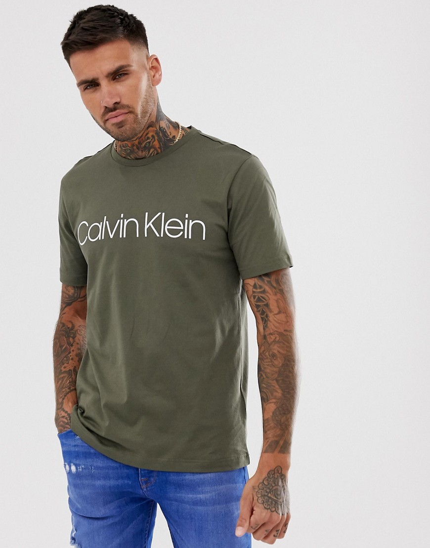 Calvin Klein logo t-shirt in olive-Green