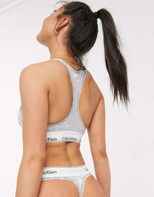 Calvin Klein logo thong in heather grey