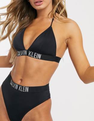 calvin klein triangle bikini top black