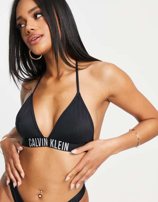 Calvin klein triangle 2025 bikini top black