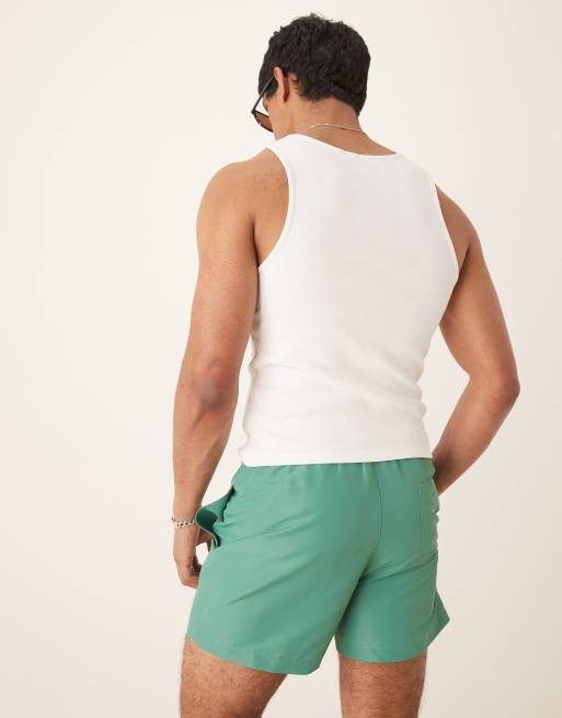 Calvin Klein logo waistband swim shorts in green, 3 of 4