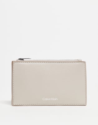Calvin Klein Logo Zip Wallet In Neutral