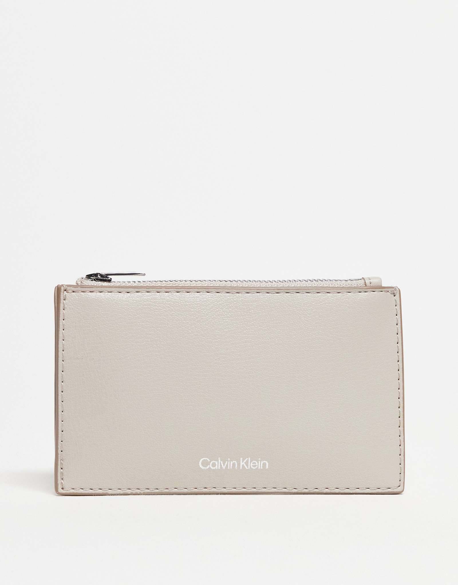 Кошелек на молнии с логотипом Calvin Klein бежевого цвета