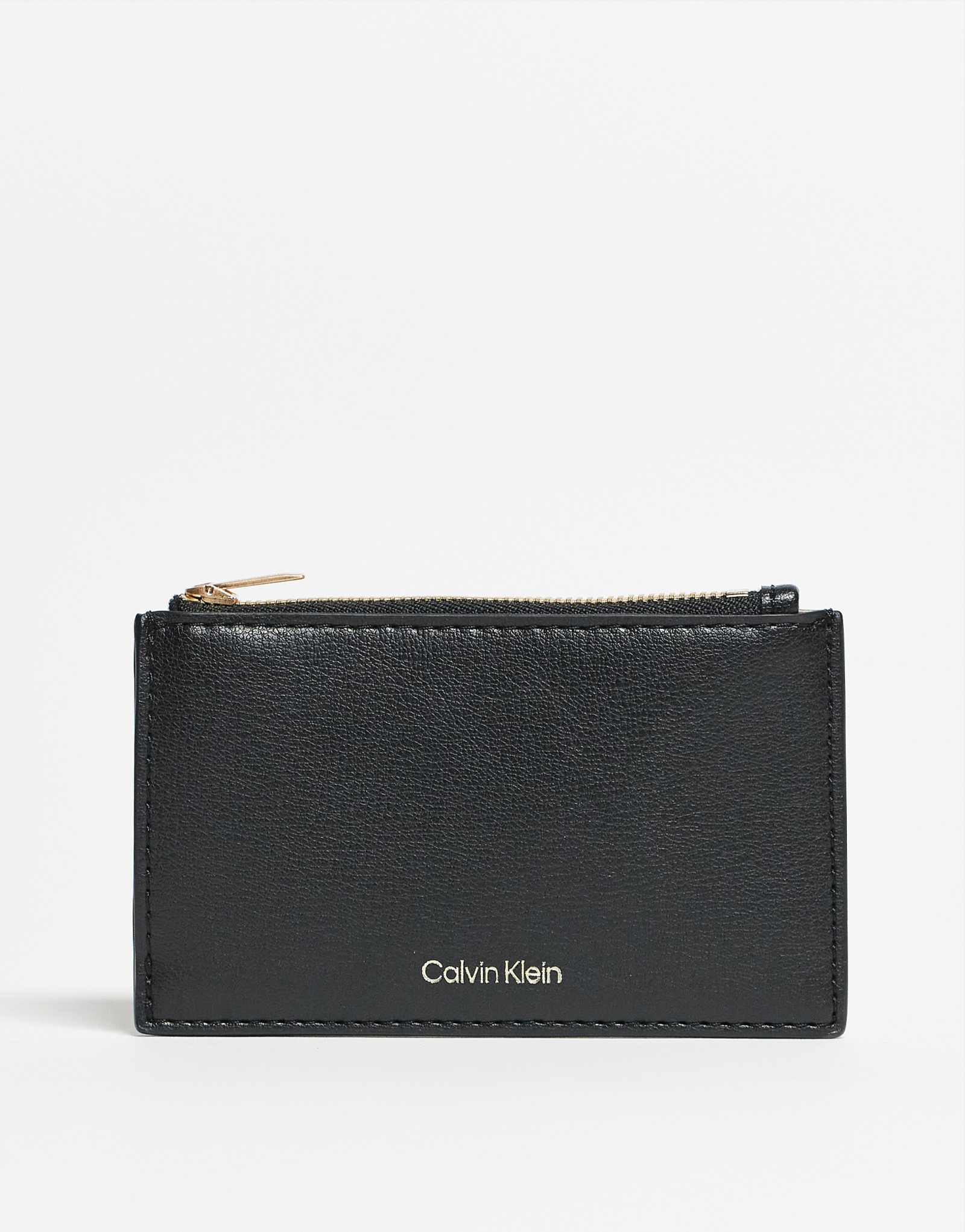 Кошелек на молнии с логотипом Calvin Klein черного цвета