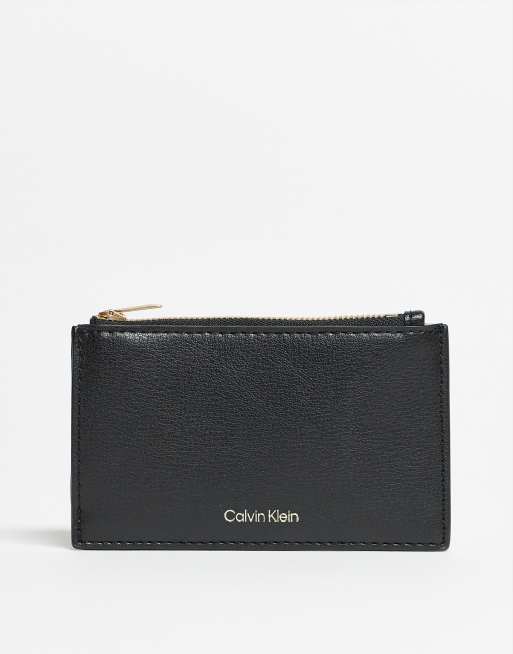 Calvin Klein logo zip wallet in black