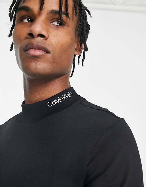 Calvin Klein long sleeve t-shirt with logo print in black | ASOS