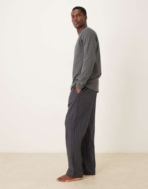 Calvin Klein long sleeve top and pants pajama set in charcoal, 3 of 5