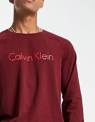 Calvin Klein long sleeve top and trouser lounge set in red