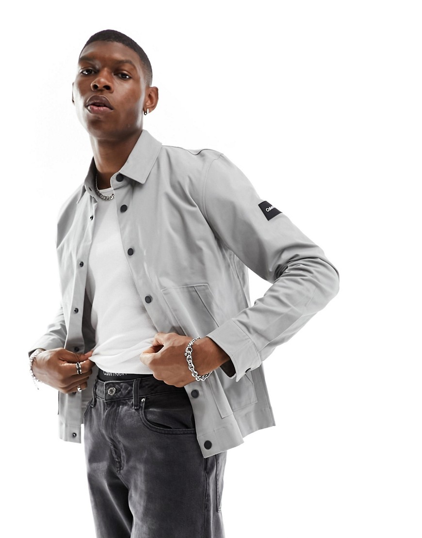 Calvin Klein long sleeve twill overshirt in grey
