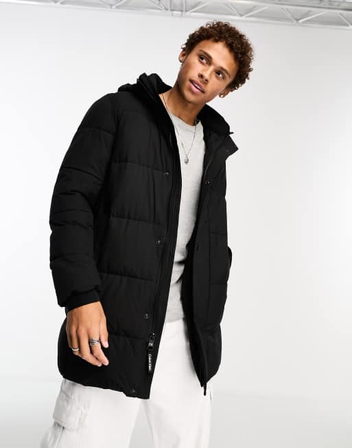 Calvin Klein longline puffer jacket in black ASOS