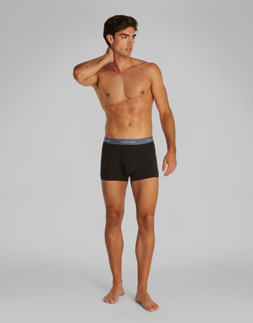 Calvin Klein - Lot de 3 boxers à pinces en coton stretch à taille rouge, grise et bleue - Noir, 2 de 4