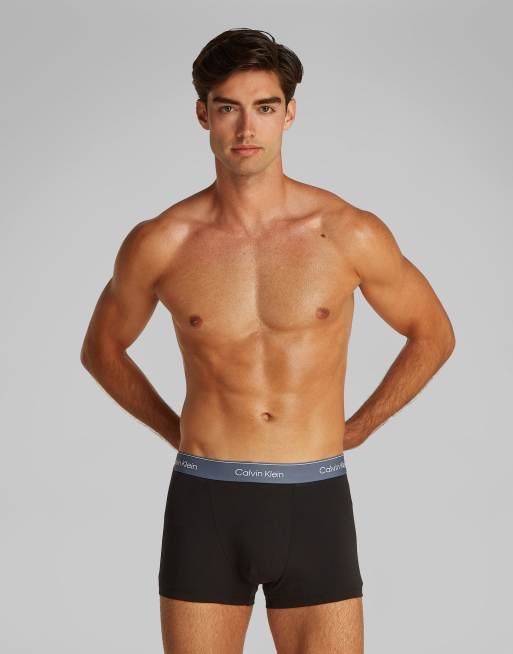 Calvin Klein - Lot de 3 boxers à pinces en coton stretch à taille rouge, grise et bleue - Noir, 4 de 4