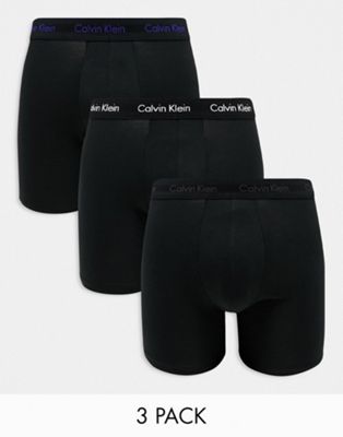 Calvin Klein 3-pack trunks with contrast logo waistband in black  - ASOS Price Checker