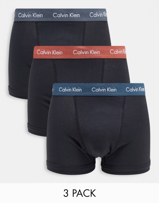 Calvin Klein - Lot de 3 boxers avec taille colorée contrastante - Noir