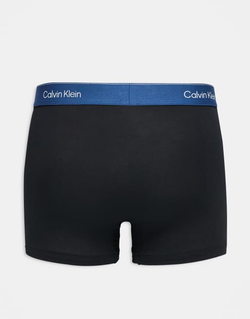 Calvin Klein - Lot de 3 boxers coupe décontractée en coton stretch à taille turquoise, bleue et blanche - Noir, 3 de 3