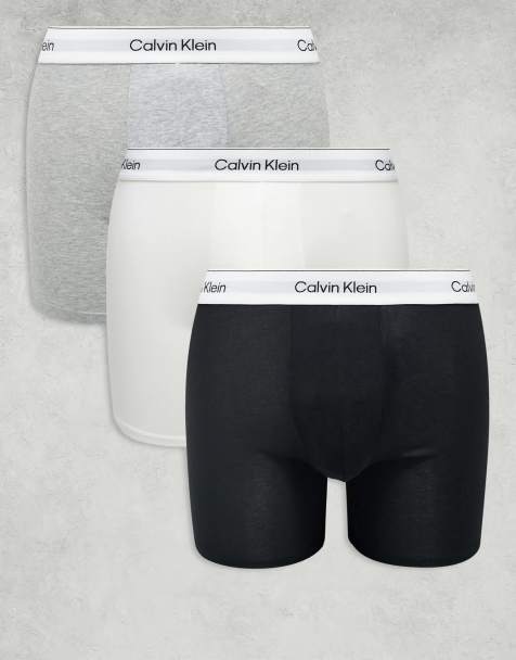 Calvin Klein - Lot de 3 boxers en coton stretch à logo - Gris/blanc/noir - view 1