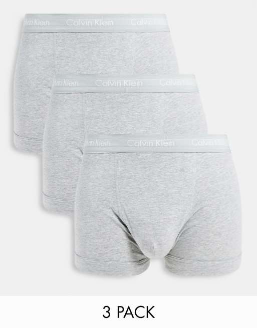 Lot de 3 slips Calvin Klein en coton stretch noir, blanc et gris