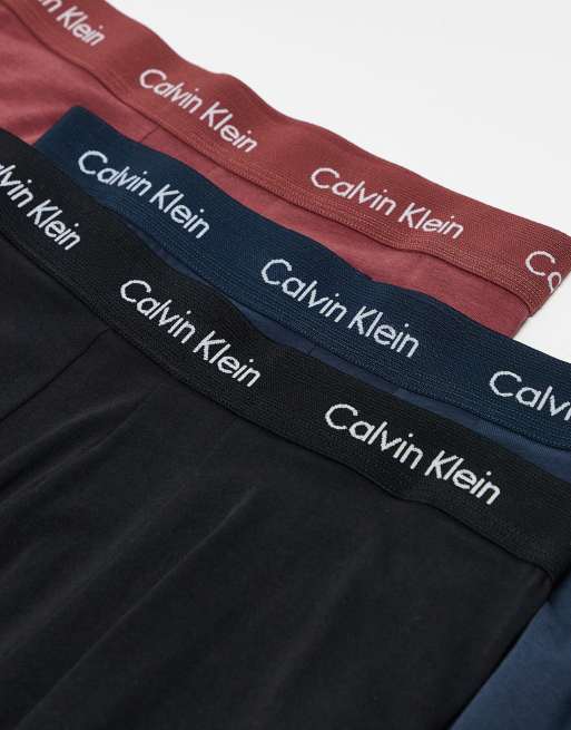 Calvin Klein - Lot de 3 boxers en coton stretch - Noir, bleu marine et bordeaux, 2 de 3