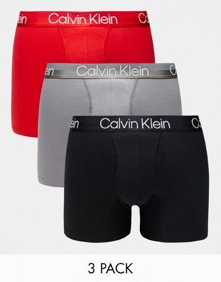 Calvin Klein 3-pack boxer briefs in black, red and grey - ASOS Price Checker