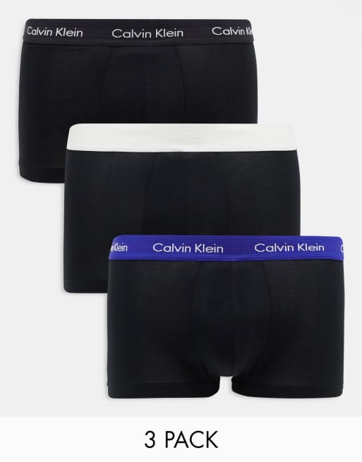 Calvin Klein - Lot de 3 boxers taille basse à taille colorée - Noir