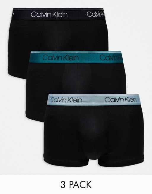 Calvin Klein - Lot de 3 boxers taille basse micro stretch avec taille colorée - Noir