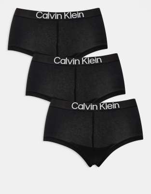 Calvin Klein - Lot de 3 shortys en coton ultra doux - Noir