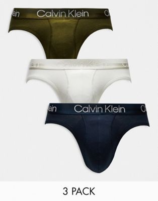 Calvin Klein 3-pack briefs in navy, khaki and off-white - ASOS Price Checker