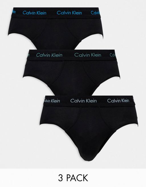 Calvin Klein - Lot de 3 slips en coton stretch avec logo coloré - Noir
