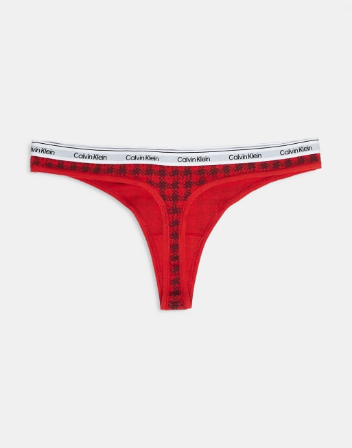Calvin Klein - Lot de 3 strings avec logo emblématique - Noir/gris/rouge tartan, 3 de 3